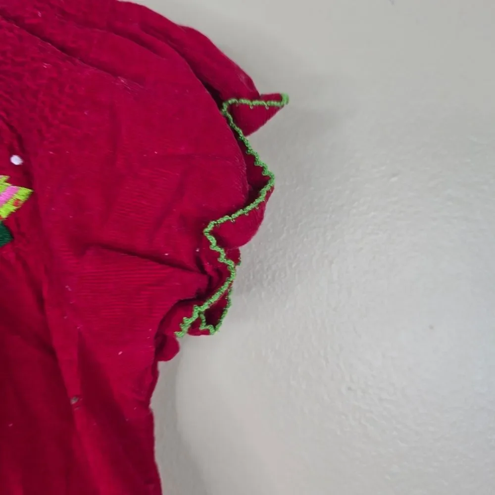Toffee & apple red corduroy smocked chrismas tree dress size 2t